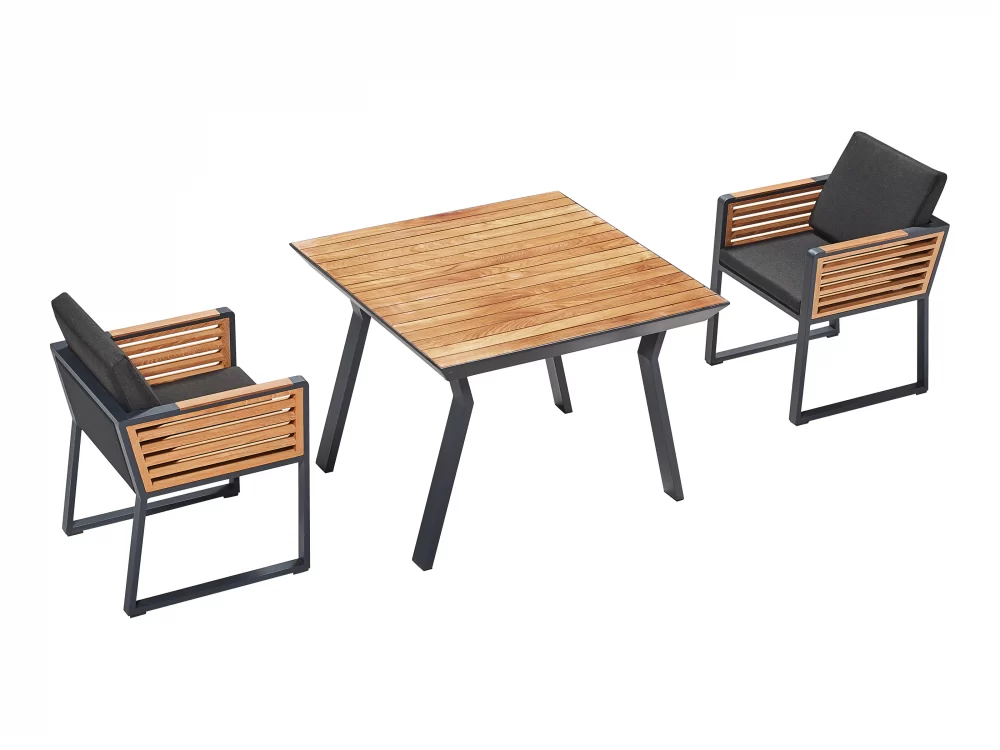 Set masă pătrată și 4 scaune de grădină